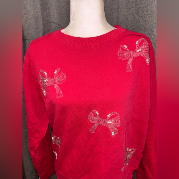 NWOT LILLY PULITZER Women's Ballad Bow Sweatshirt Size XL Red Cotton Casual Cozy - Picture 5 of 13